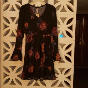 Retro knit long sleeve skater dress